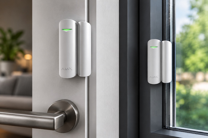 Ajax intrusion detection system protecting home entrance with door and motion sensors